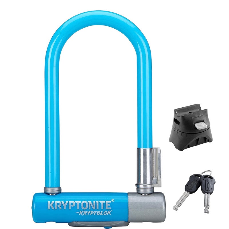 Kryptonite Kryptolok Mini-7 Bike U-Lock  Heavy Duty Anti-Theft Bicycle U Lock  12.7mm Shackle with Mounting Bracket and Keys  High Security Lock for Bicycles Scooters  Light Blue - Image 1
